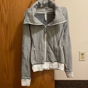 Grey and white lululemon comfy zip up! size 6